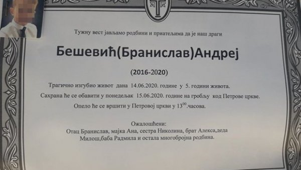 ТУГА У НОВОМ ПАЗАРУ: Стотине људи се у СУЗАМА опростило од Андреја (4) који је током игре истрчао на пут и ПОГИНУО: Ово је жалост до неба, како да заборавимо његов осмех?