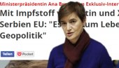 RADI SE O ŽIVOTIMA, A NE O GEOPOLITICI: Premijerka Brnabić za nemački Fokus o uspešnoj vakcinaciji u Srbiji