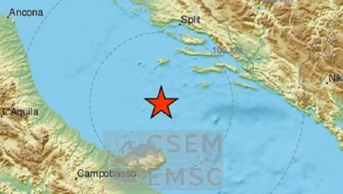 NOVI ZEMLJOTRES U JADRANSKOM MORU: Epicentar nedaleko od Visa, osetio se i u Dalmaciji