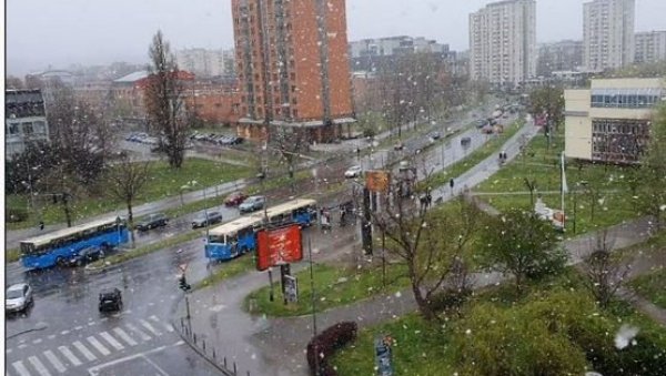 АПРИЛСКИ СНЕГ У НОВОМ САДУ: Веје као на Пештеру (ВИДЕО)