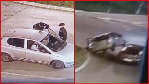 ZASTRAŠUJUĆI SNIMAK SA NOVOG BEOGRADA: Dao gas i vukao policajca, pa udario u drugo vozilo i zamalo se prevrnuo (VIDEO)