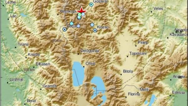 ТРИ ЗЕМЉОТРЕСА У СЕВЕРНОЈ МАКЕДОНИЈИ: Епицентар на потезу Тетово - Гостивар