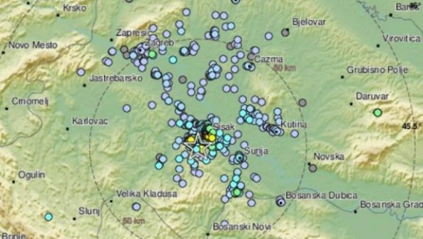 НОВИ ЗЕМЉОТРЕС НА БАНИЈИ: Епицентар западно од Петриње