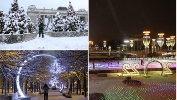 ЗИМСКА БАЈКА У МОСКВИ: Празнична атмосфера у граду,  улице претворене у светлосне тунеле (ФОТО/ВИДЕО)