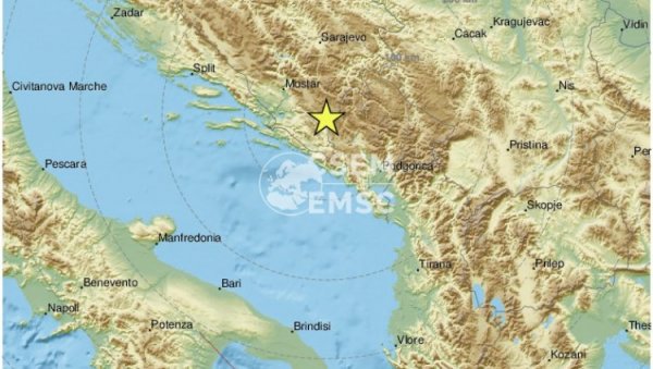 ПОНОВО СЕ ЗАТРЕСЛА ХЕРЕЦЕГОВИНА: Нови земљотрес јачине 3,9 степени Рихтерове скале