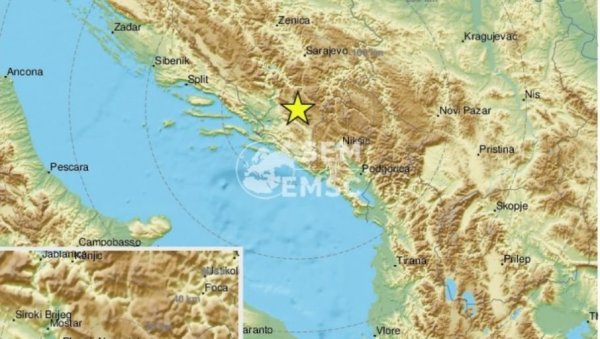 ЗЕМЉОТРЕС КОД МОСТАРА: Добро се затресло, трајало је неколико секунди
