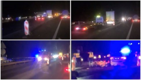 DVE OSOBE POVREĐENE KOD POJATA: Saobraćajna nesreća na auto-putu, sudarili se automobil i teretnjak (VIDEO)