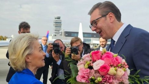 OČEKUJU NAS CELODNEVNI RAZGOVORI: Vučić dočekao Ursulu fon der Lajen na aerodromu (FOTO) OČEKUJU NAS CELODNEVNI RAZGOVORI: Vučić dočekao Ursulu fon der Lajen na aerodromu (FOTO)
