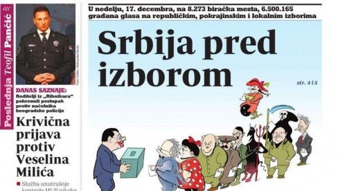 ИЗБОРНА ТИШИНА ЗА ШОЛАКОВЕ МЕДИЈЕ МРТВО СЛОВО НА ПАПИРУ: Насловница листа Данас доказује поновно кршење закона