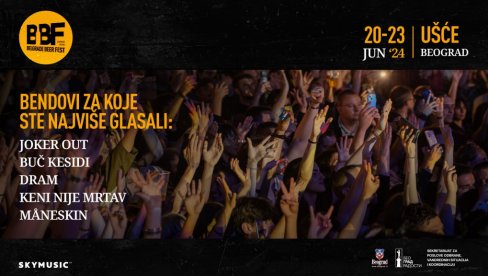 ЉУБИТЕЉИ BELGRADE BEER FESTA ОДРЕЂУЈУ РИТАМ ЗА ББФ 2024 – Jocker Out, Буч Кесиди, Драм, Кени Није Мртав, и Манескин на врху листе жељени ЉУБИТЕЉИ BELGRADE BEER FESTA ОДРЕЂУЈУ РИТАМ ЗА ББФ 2024 – Jocker Out, Буч Кесиди, Драм, Кени Није Мртав, и Манескин на врху листе жељени