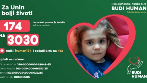 UNA SE BORI OD ROĐENJA: Svi SMS 174 na 3030