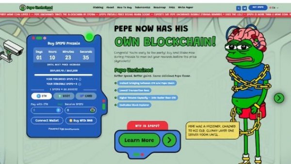 Меме токен китови скачу на Pepe Unchained ($PEPU) док претпродаја прелази 500,000 долара