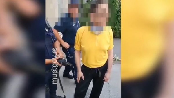 УШАО У КРУГ ЗГРАДЕ МУП НАОРУЖАН ДО ЗУБА: Полиција објавила снимак хапшења лица са самострелом, ножевима... (ВИДЕО)