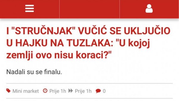 БОЛЕСНА МРЖЊА ИСЛАМИСТА! “Слободна Босна” наставља кампању против председника Србије - Вучић им крив и кад прича о кошарци!