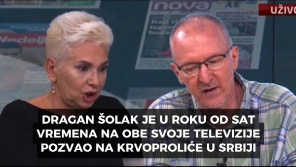 “ОВО ЋЕ СЕ ЗАВРШИТИ НОВИМ ПЕТИМ ОКТОБРОМ”: Шолак у року од сат времена на обе своје телевизије позвао на крвопролиће у Србији (ВИДЕО)