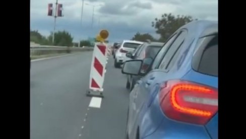 SUDAR AUTOMOBILA I KAMIONA NA AUTO-PUTU KOD AERODROMA: Formirala se dugačka kolona vozila (VIDEO)