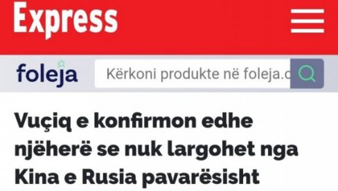 КУРТИ БЕСАН ШТО ВУЧИЋ ВОДИ НЕЗАВИСНУ ПОЛИТИКУ И СВИМА СВЕ У ЛИЦЕ КАЖЕ: Наредио својим медијима да крену у кампању против српског председника