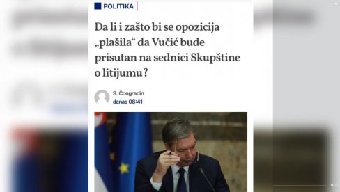 BEŽE OD VUČIĆA KAO ĐAVO OD KRSTA: Opozicija prestravljena, na sve moguće načine pokušavaju da spreče predsednika da dođe u Skupštinu