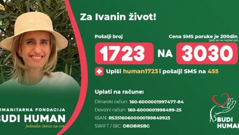 IVANINA BORBA: Pošaljite poruku 1723 na 3030