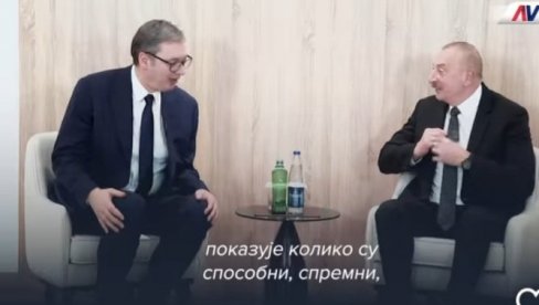 SA PREDSEDNIKOM ALIJEVIM RAZGOVARAO SAM O BILATERALNIM ODNOSIMA Vučić sa liderom Azerbejdžana (VIDEO)