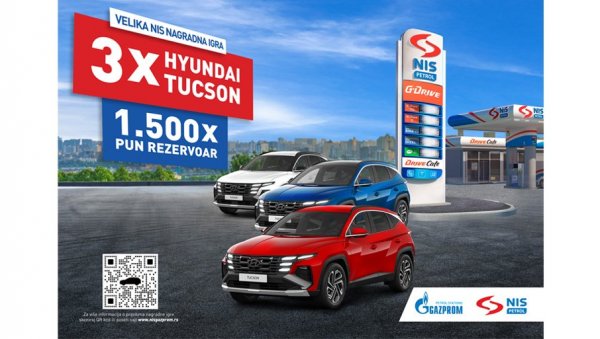 ВЕЛИКА НАГРАДНА ИГРА КОМПАНИЈЕ НИС: Три Hyundai Tucson аутомобила и још 1.500 пуних резервоара горива