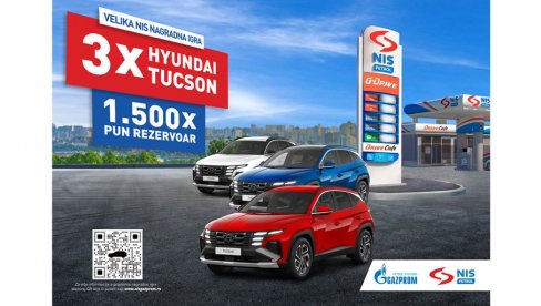 VELIKA NAGRADNA IGRA KOMPANIJE NIS: Tri Hyundai Tucson automobila i još 1.500 punih rezervoara goriva