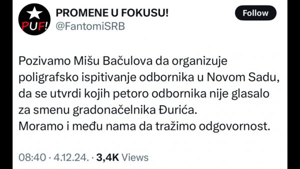 СТАЉИНИСТИЧКЕ МЕТОДЕ ОПОЗИЦИЈЕ: Терају на полиграф своје одборнике који нису гласали за смену градоначелника Новог Сада! (ФОТО)