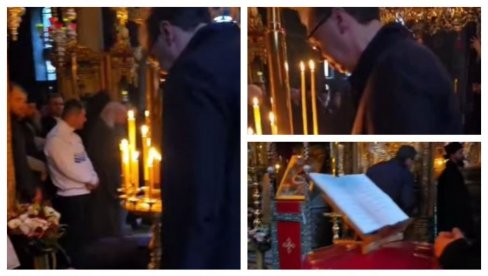 VUČIĆ NA BOŽIĆNOJ LITURGIJI U HILANDARU Mir Božji, Hristos se rodi (VIDEO)