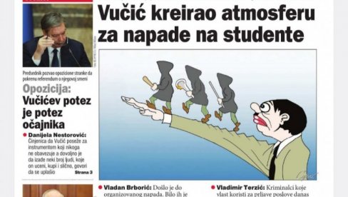 СТУДЕНТИ СЕ ПОТУКЛИ, А ЛАЖУ ДА ИЗА СВЕГА СТОЈИ ВУЧИЋ: Дачић о срамној насловној страни Данаса