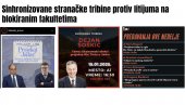 NA BLOKIRANIM FAKULTETIMA TRIBINE DRŽE OPOZICIONI FUNKCIONERI (FOTO)