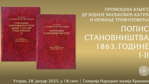 „ПОПИС СТАНОВНИШТВА 1863.“: Промоција књига у Народном музеју у Краљеву