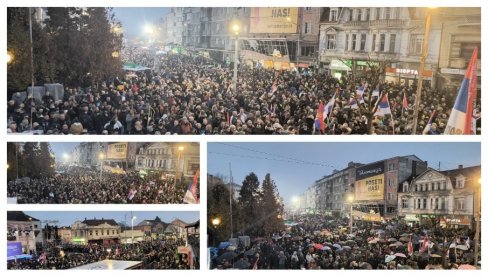 POČINJE VELIKI SKUP U JAGODINI: Narod se masovno okupio da podrži predsednika Vučića - vijore se zastave, pevaju sestre Golubović (FOTO)