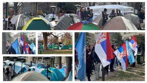 SVE VEĆI BROJ STUDENATA KOJI ŽELE DA UČE PRISTIŽE I DOLAZI U PIONIRSKI PARK: Studenti i jutros pevali himnu (FOTO)