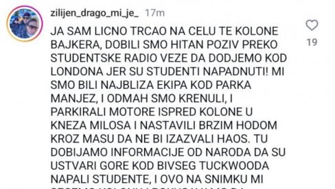 SVEDOČENJE STUDENTA BLOKADERA: Objasnio šta se dešavalo na protestu - ni reči o zvučnom topu