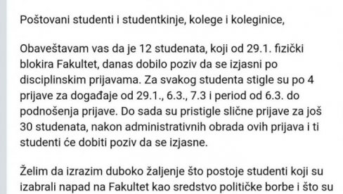 RAČUNARSKI FAKULTET UNIVERZITETA UNION ODLUČIO DA PRESAVIJE TABAK: Disciplinske za blokadere, izvinjenje studentima koji žele da studiraju