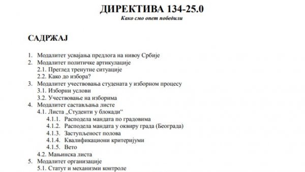 ДИРЕКТИВА 134-25.0: Блокадери се увелико спремају за изборе