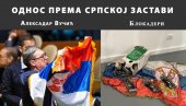 ОДНОС ПРЕМА СРПСКОЈ ЗАСТАВИ: Док је Вучић љуби, блокадери је газе и бришу ноге са њом (ФОТО) ОДНОС ПРЕМА СРПСКОЈ ЗАСТАВИ: Док је Вучић љуби, блокадери је газе и бришу ноге са њом (ФОТО)