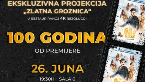 Zlatna groznica Čarlija Čaplina 26. juna ekskluzivno u mts Dvorani Zlatna groznica Čarlija Čaplina 26. juna ekskluzivno u mts Dvorani