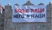 TRANSPARENT BOLJE ĆACI, NEGO NACI OSVANUO NA NIŠKOJ TVRĐAVI: Građani svim srcem uz Miloša Pavlovića (FOTO) TRANSPARENT BOLJE ĆACI, NEGO NACI OSVANUO NA NIŠKOJ TVRĐAVI: Građani svim srcem uz Miloša Pavlovića (FOTO)