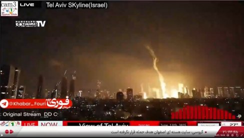 PRVI SNIMCI VAZDUŠNOG UDARA IRANA NA IZRAEL: Ogromno jato dronova i balističke rakete zapalile nebo, gori i Tel Aviv (VIDEO)