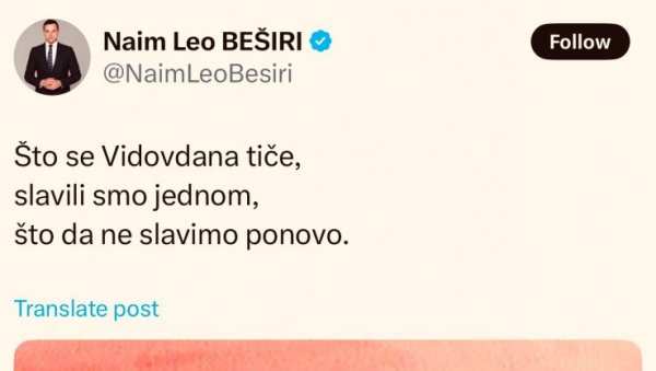 ИДЕОЛОГ БЛОКАДЕРА БЕШИРИ: На блокадерски протест на Видовдан долазе они који су славили изручење Милошевића Хагу! (ФОТО) ИДЕОЛОГ БЛОКАДЕРА БЕШИРИ: На блокадерски протест на Видовдан долазе они који су славили изручење Милошевића Хагу! (ФОТО)