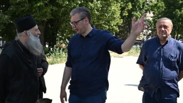 ВУЧИЋ СЕ СРЕО СА МУХИНОМ У ХРАМУ СВЕТОГ САВЕ: Наставићемо да негујемо заједничке вредности (ФОТО)