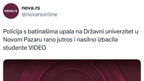 НОВА ЛАЖ ОПОЗИЦИОНИХ МЕДИЈА: Нова С сеназционализмом пали Нови Пазар, Санџак и Рашку област! НОВА ЛАЖ ОПОЗИЦИОНИХ МЕДИЈА: Нова С сеназционализмом пали Нови Пазар, Санџак и Рашку област!