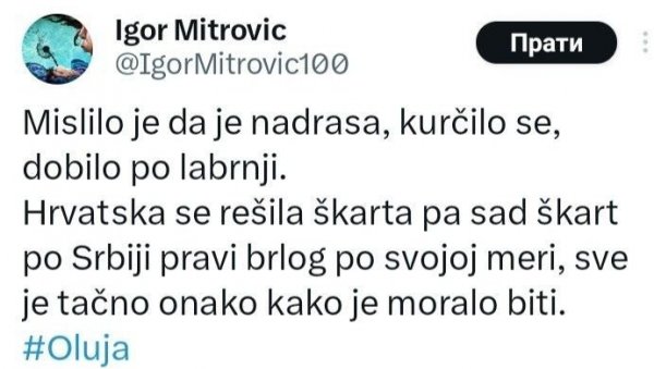 СРАМНА ИЗЈАВА БЛОКАДЕРА ЗГУБИДАНА: Српски шкарт из Хрватске добио је по лабрњи тачно како је требало (ФОТО) СРАМНА ИЗЈАВА БЛОКАДЕРА ЗГУБИДАНА: Српски шкарт из Хрватске добио је по лабрњи тачно како је требало (ФОТО)