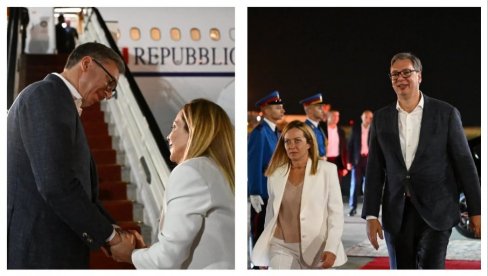 ПОСЕТА У ДУХУ ИСКРЕНОГ ПАРТНЕРСТВА: Након отворених и пријатељских разговора, Вучић испратио Ђорђу Мелони ПОСЕТА У ДУХУ ИСКРЕНОГ ПАРТНЕРСТВА: Након отворених и пријатељских разговора, Вучић испратио Ђорђу Мелони