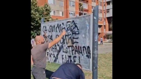 ДИНКОВА ЕКИПА СА ЛИМАНА У АКЦИЈИ ПРОТИВ СРБА И СРПСКЕ ЦРКВЕ! Испливао снимак скандалозног чина блокадера згубидана у Новом Саду