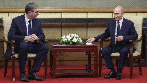 РАЗГОВАРАЈУ ПУТИН И ВУЧИЋ У ПЕКИНГУ: Спремни за заједнички рад на учвршћивању односа у будућности (ВИДЕО)