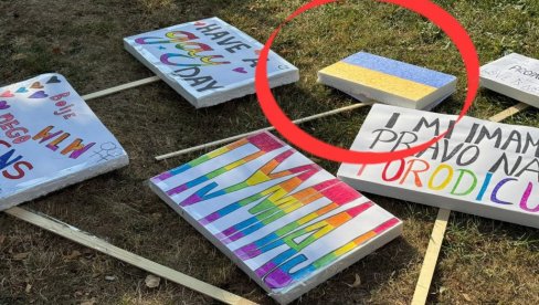 BLOKADERI PONELI UKRAJINSKU ZASTAVU: Transparent sa prvog blokaderskog gej prajda - poruke protiv Rusije