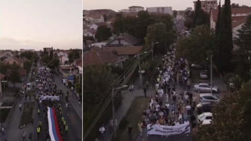 MOĆAN SNIMAK IZ BORČE:  Građani šetaju protiv blokada (FOTO/VIDEO)