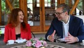 RAZGOVOR UZ KAFU I KROFNE Vučić: Zadovoljstvo mi je što sam ugostio holivudsku glumicu Lolitu Davidović i njenog supruga RAZGOVOR UZ KAFU I KROFNE Vučić: Zadovoljstvo mi je što sam ugostio holivudsku glumicu Lolitu Davidović i njenog supruga